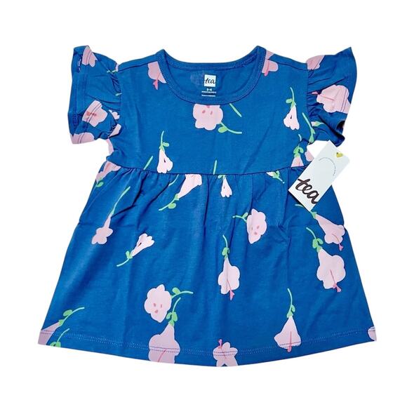 NWT Tea Collection Ruffle Sleeve Dress Size 6m - Picture 1 of 4